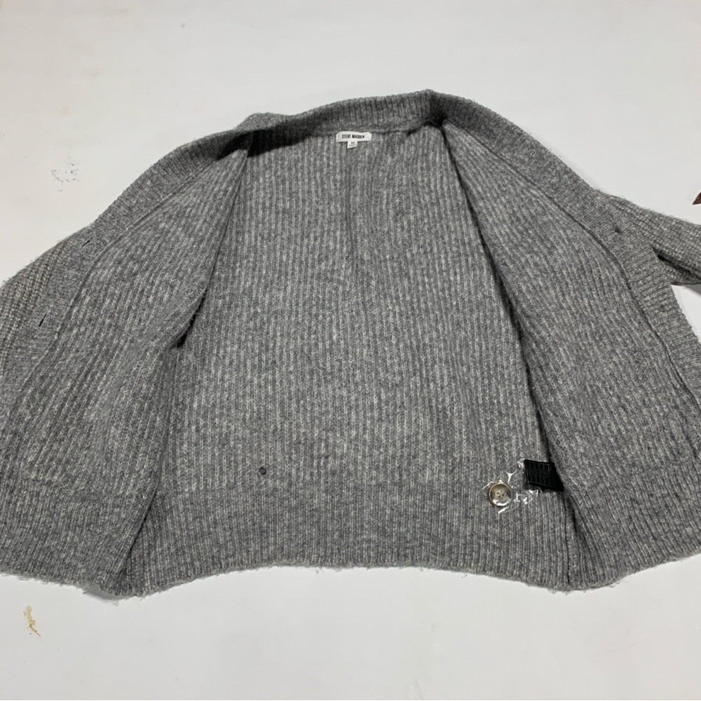 Steve‎ Madden Gray Chunky Knit Cardigan Oversized Button Front Sweater Med 2340 - Picture 10 of 12